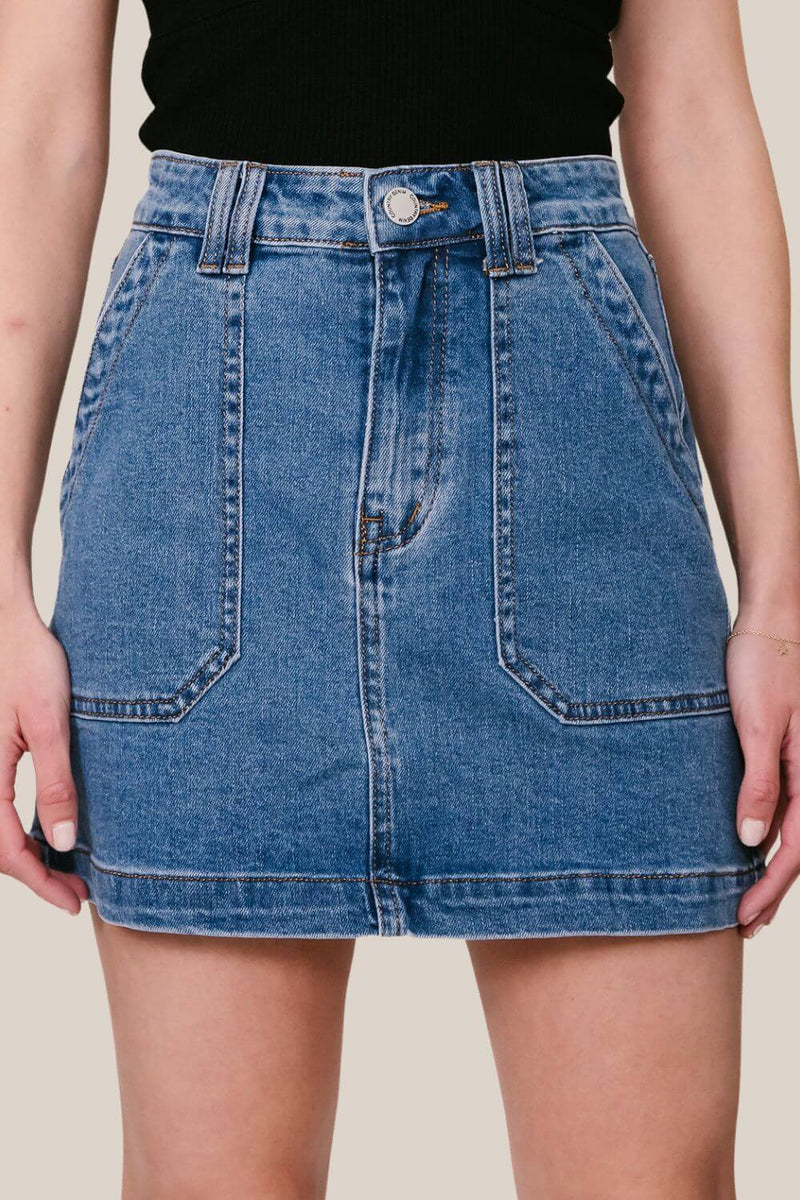 Mulan Patched Front Pocket Mini Skirt