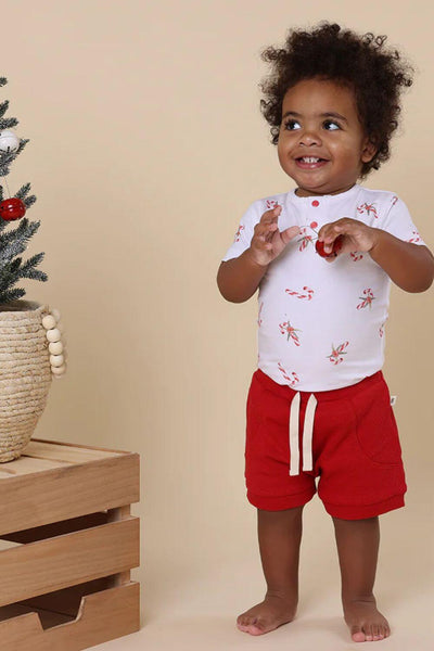 Snuggle Hunny Candy Cane Short Sleeve Organic Bodysuit