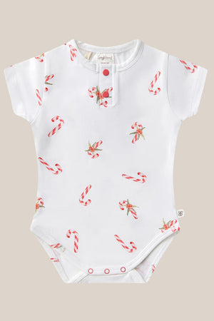 Snuggle Hunny Candy Cane Short Sleeve Organic Bodysuit
