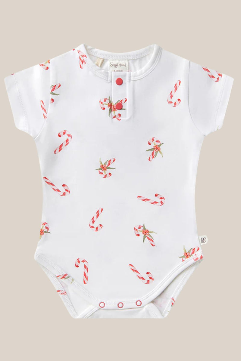 Snuggle Hunny Candy Cane Short Sleeve Organic Bodysuit