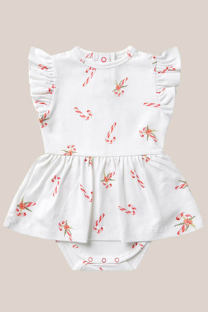 Snuggle Hunny Candy Cane Short Sleeve Organic Dress