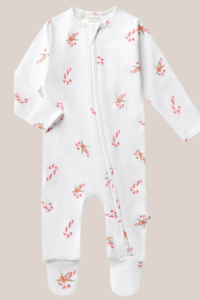 Snuggle Hunny Candy Cane Organic Snuggle Sleepsuit Zip Footie