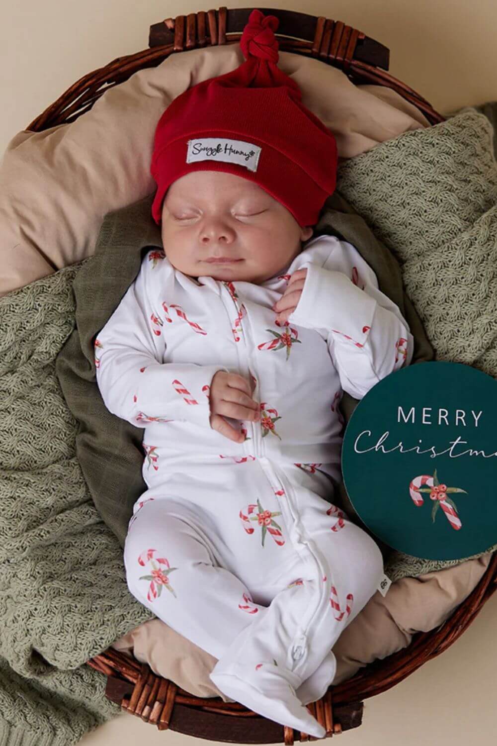 Snuggle Hunny Candy Cane Organic Snuggle Sleepsuit Zip Footie