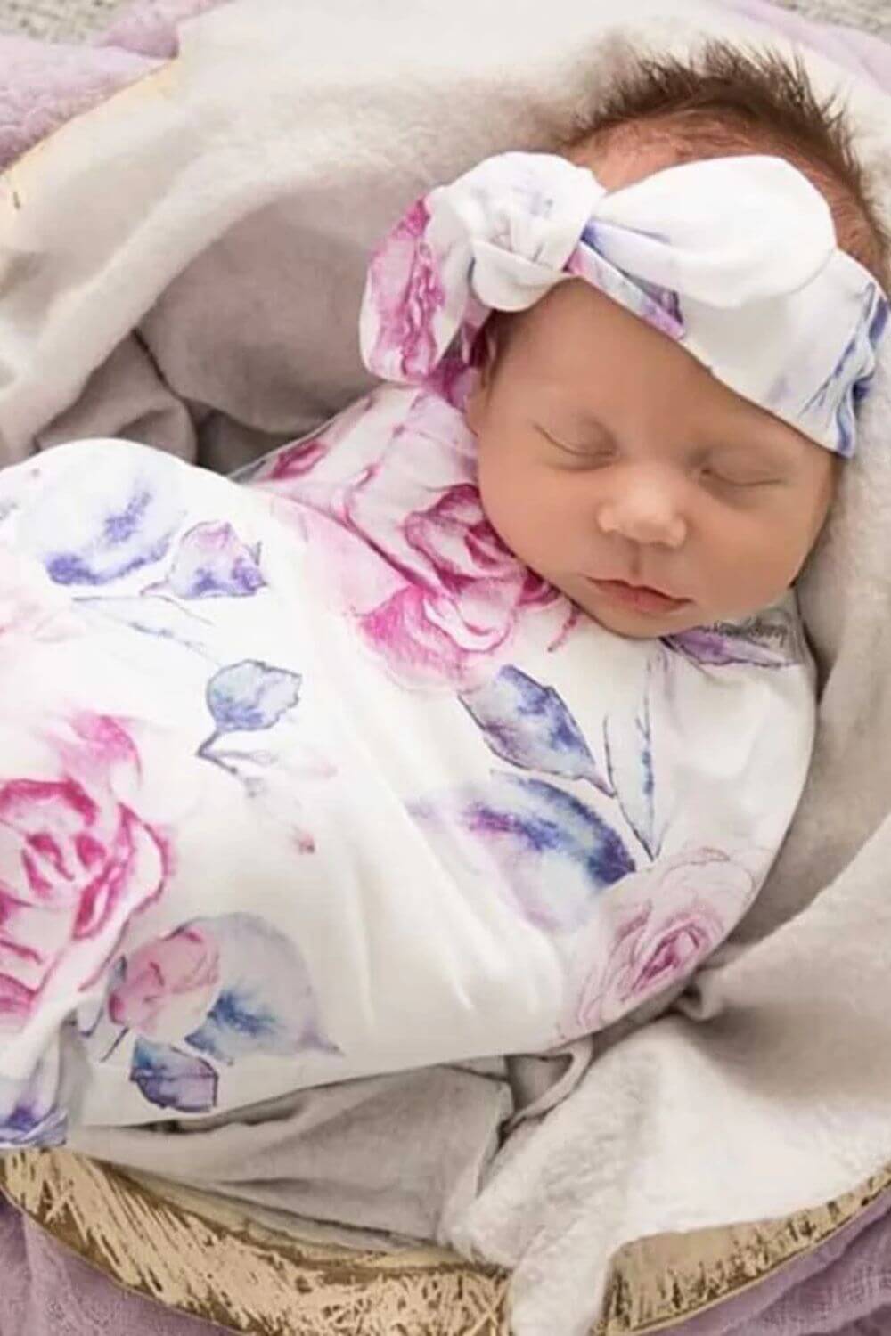 Snuggle Hunny Lilac Skies Baby Jersey Wrap & Topknot Set