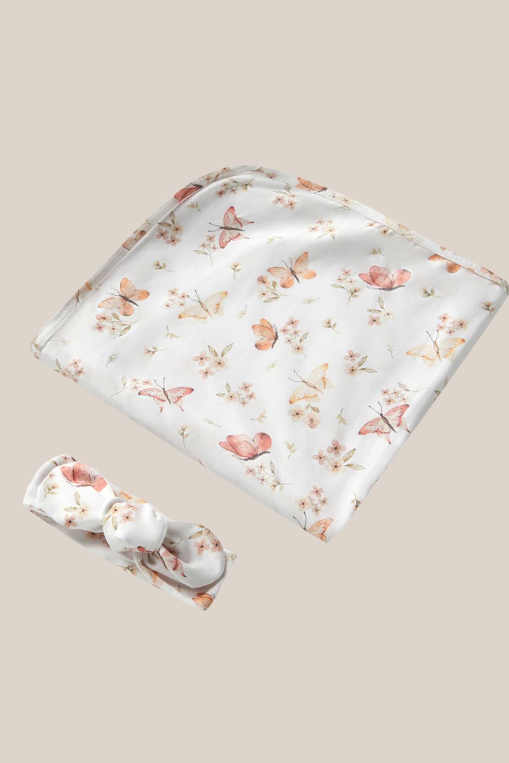 Snuggle Hunny Butterfly Organic Jersey Wrap & Topknot Set