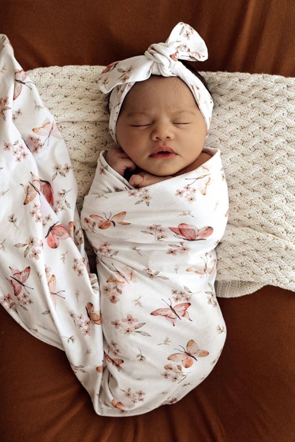 Snuggle Hunny Butterfly Organic Jersey Wrap & Topknot Set