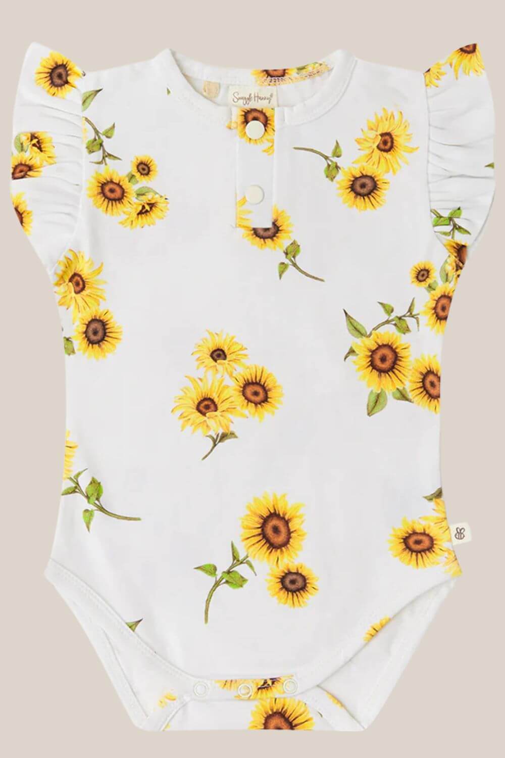 Snuggle Hunny Sunflower Short Sleeve Organic Bodysuit with Frill
