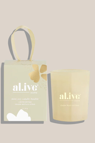 Al.ive Mini Soy Candle Bauble - Golden Wattle & Citrus