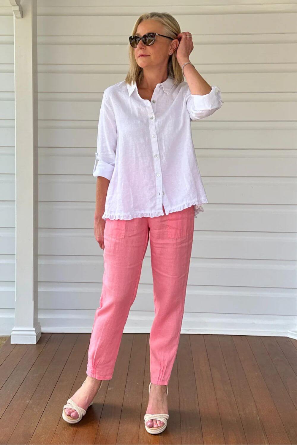 Gordon Smith Jersey Waist Linen Pant