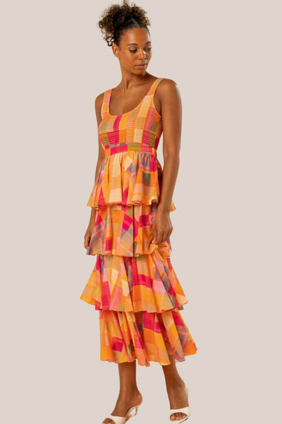 Kachel Alma Sleeveless Tiered Maxi Dress