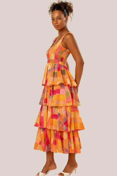 Kachel Alma Sleeveless Tiered Maxi Dress