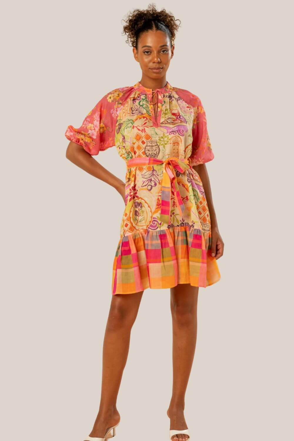 Kachel Luna Tie Waist Mini Dress