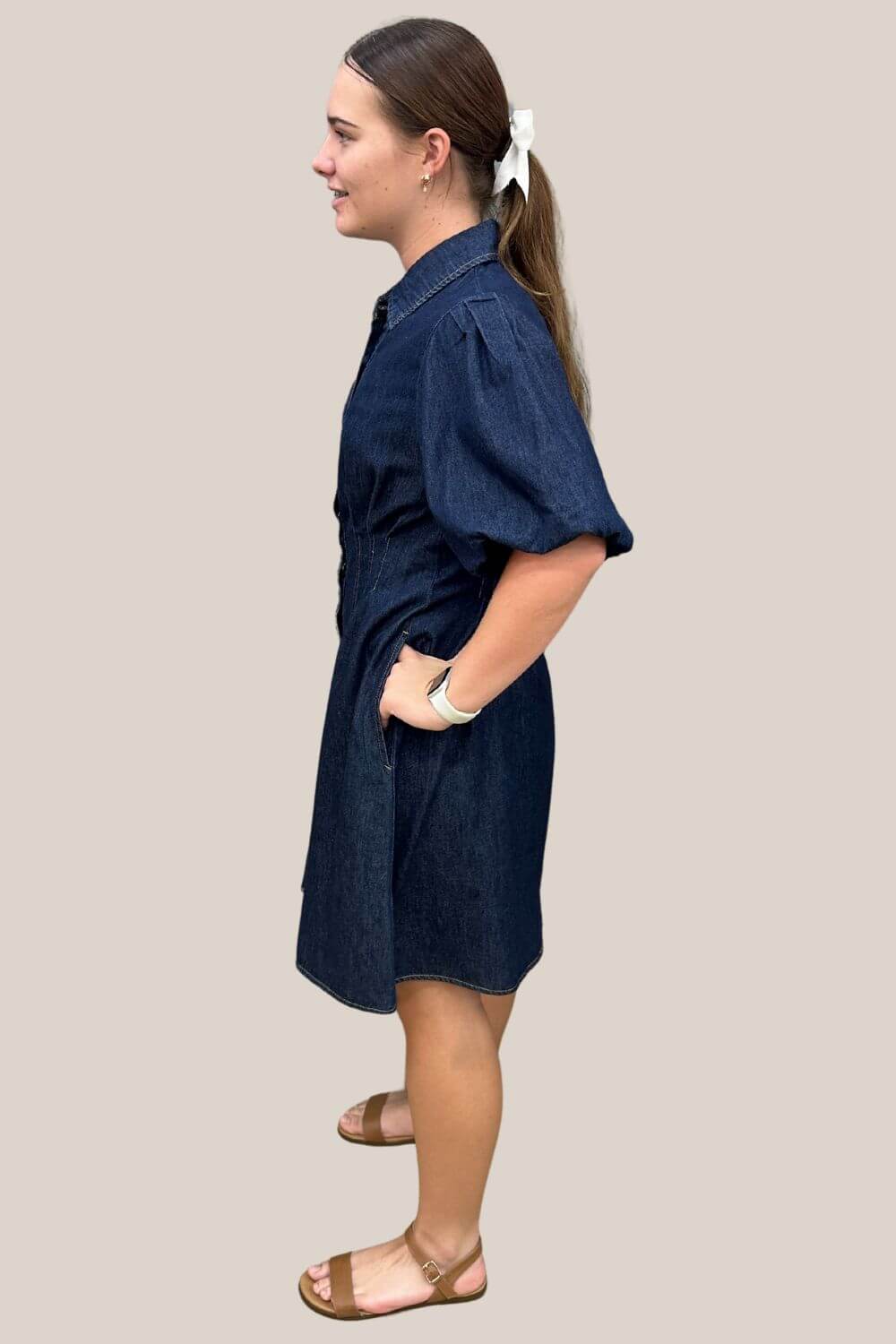 Lauren Puff Sleeve Denim Dress