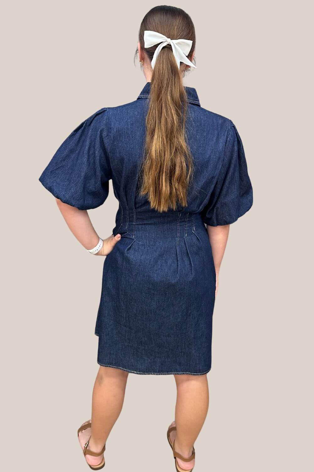 Lauren Puff Sleeve Denim Dress