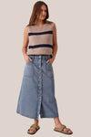 Ceres Life Button Through Denim Midi Skirt