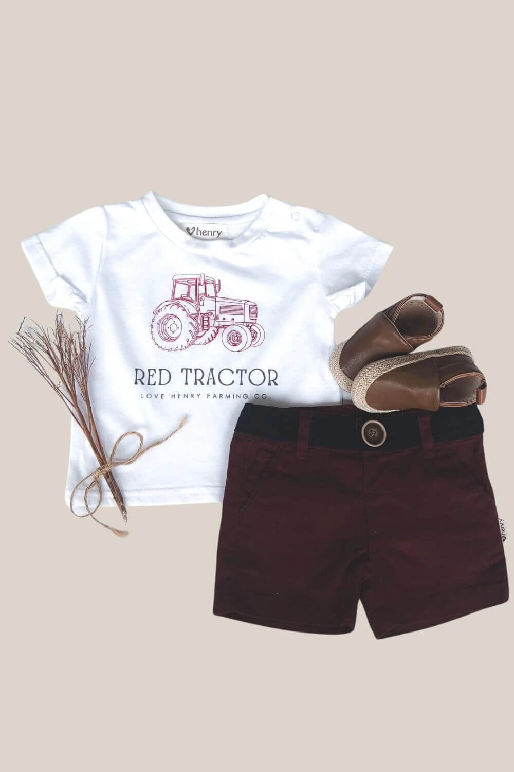 Love Henry Baby Boys Red Tractor Tee