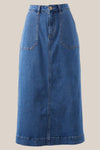 Ceres Life Patch Pocket Denim Midi Skirt