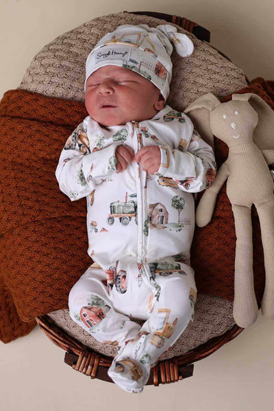 Snuggle Hunny Diggers & Tractors Organic Snuggle Sleepsuit Zip Footie