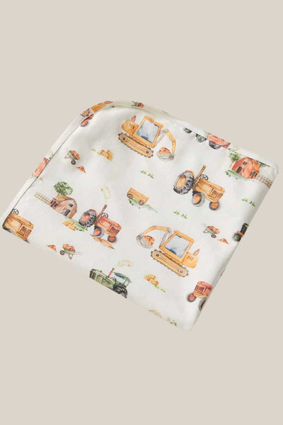 Snuggle Hunny Diggers & Tractors Organic Jersey Wrap & Beanie Set