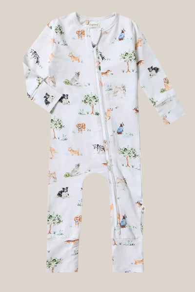 Snuggle Hunny Dog Park Organic Snugglesuit Convertible Romper