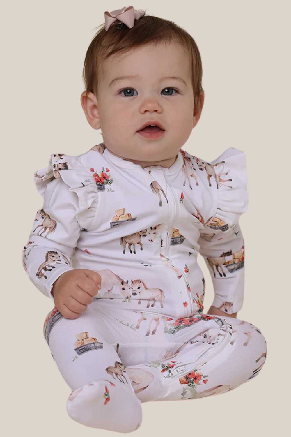 Snuggle Hunny Pony Pals Organic Snuggle Sleepsuit Zip Footie with Frill