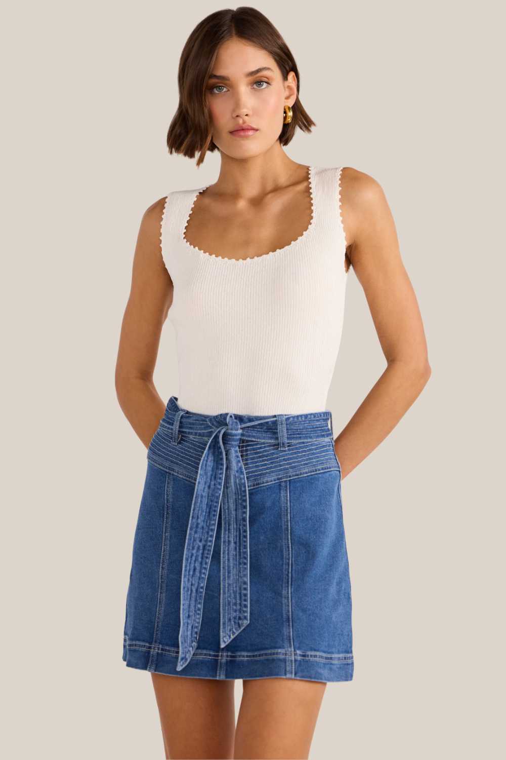 Mink Pink Ellis Denim Panel Mini Skirt