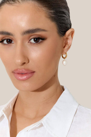 Adorne Baroque Pearl Drop Mini Hoops
