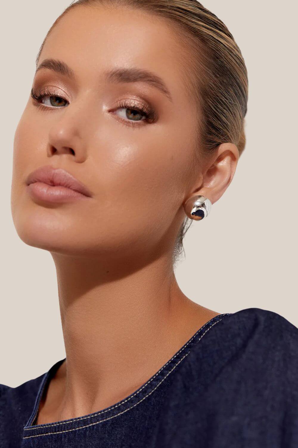 Adorne Polished Metal Dome Stud Earrings