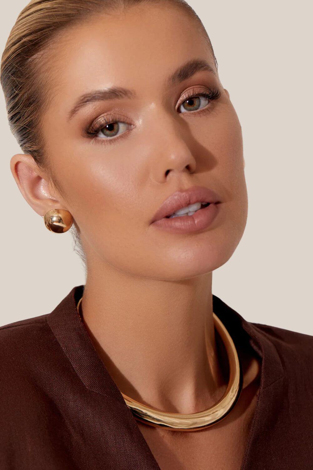 Adorne Polished Metal Dome Stud Earrings