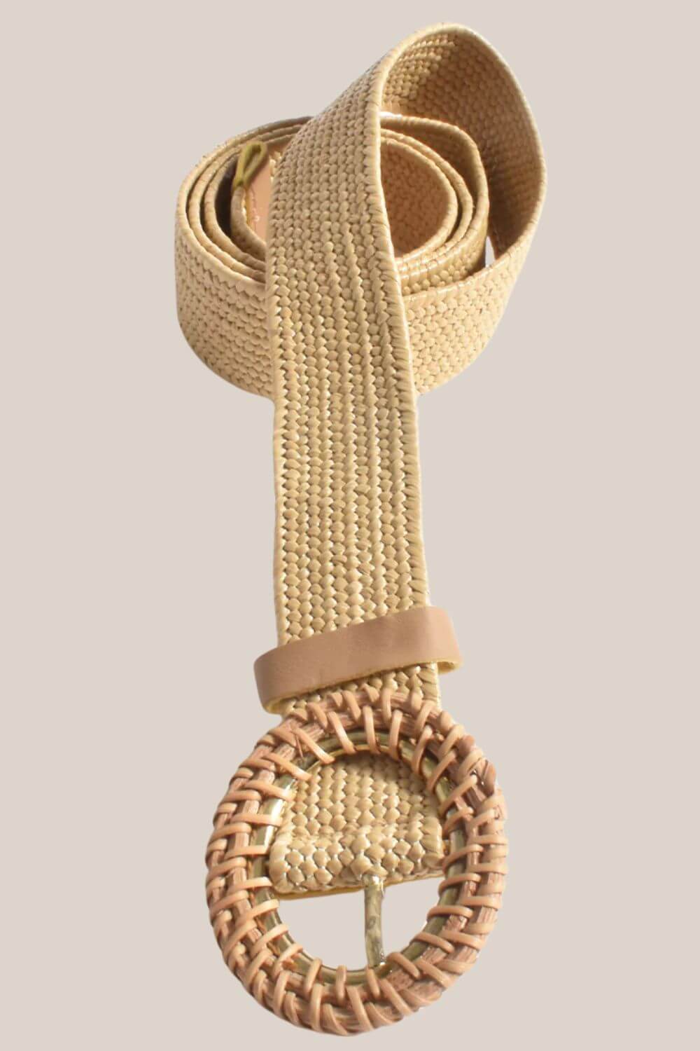 Adorne Thin Rattan Buckle Stretch Belt