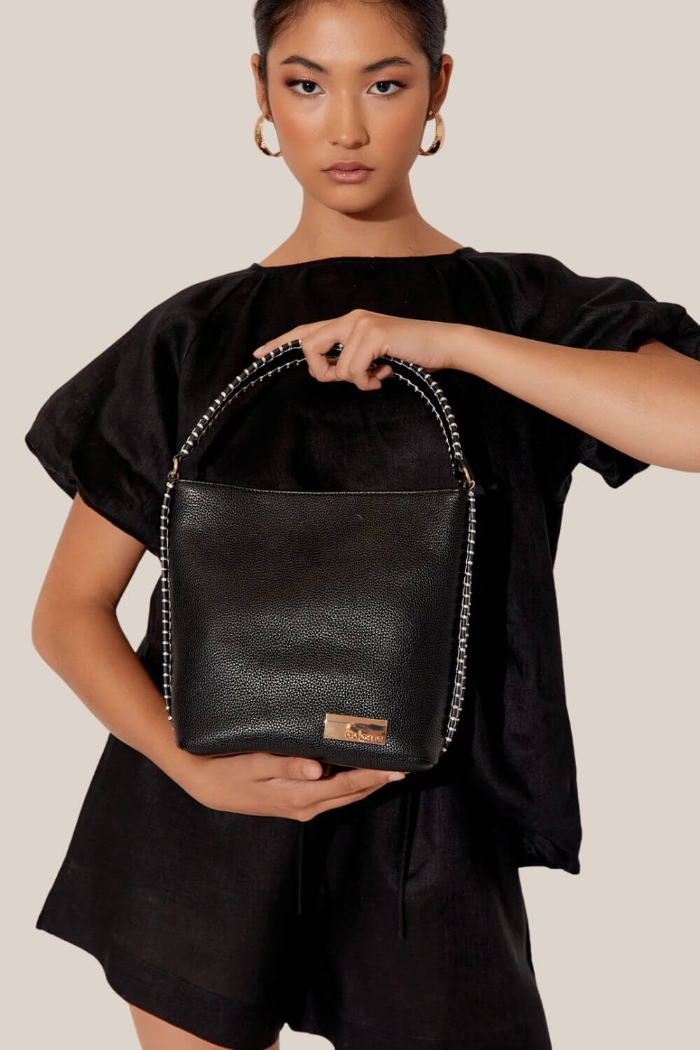 Adorne Stevie Blanket Stitch Bucket Bag