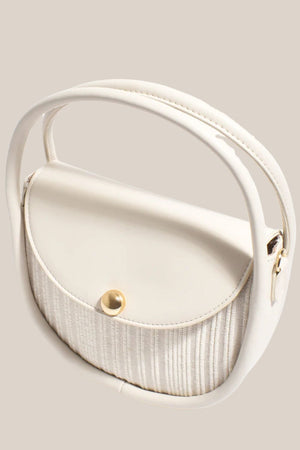 Adorne Violetta Stripe Rope Weave Circular Mini Bag