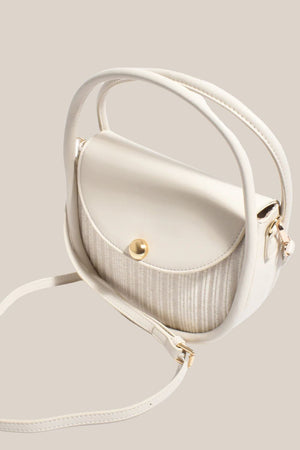 Adorne Violetta Stripe Rope Weave Circular Mini Bag