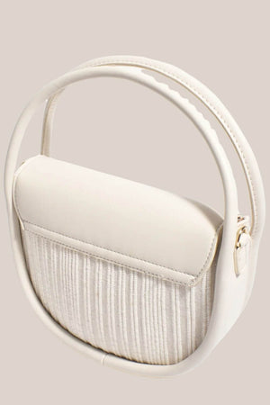 Adorne Violetta Stripe Rope Weave Circular Mini Bag