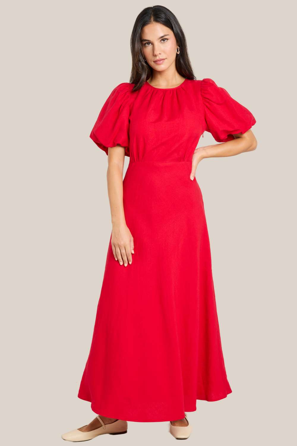 Stage Puff Sleeve Floaty Maxi Dress