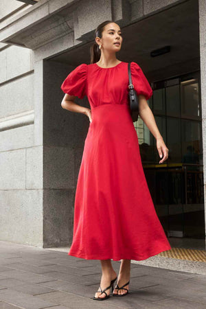 Stage Puff Sleeve Floaty Maxi Dress