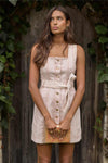 Mink Pink Dahlia Denim Panel Mini Dress