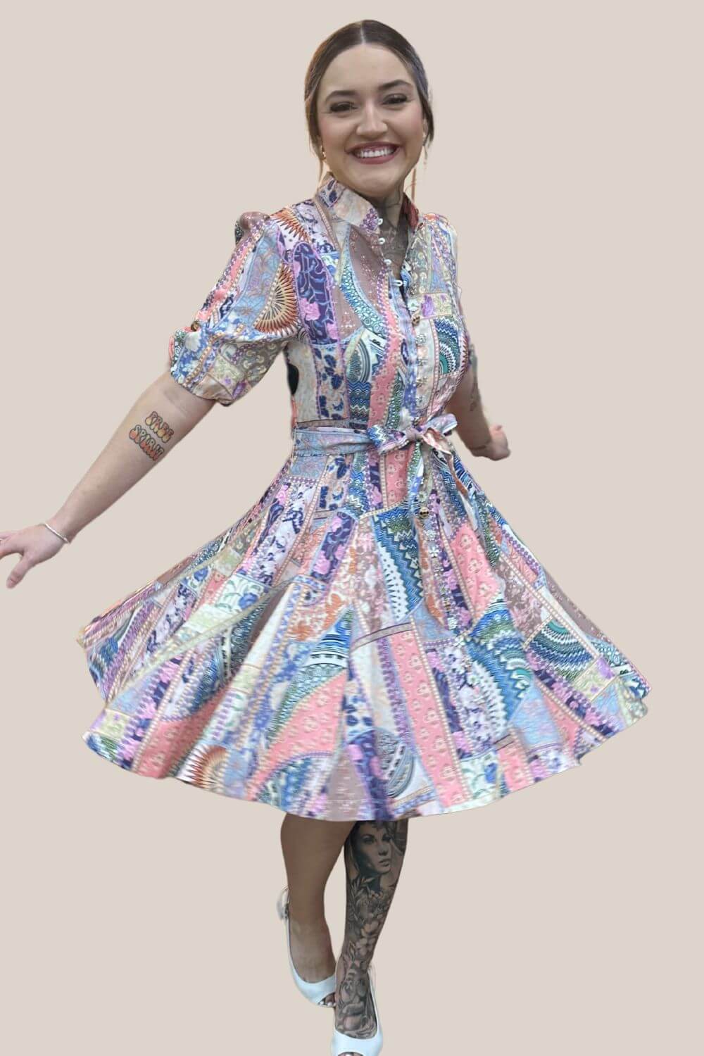 Mila Short Sleeve Button Through Dress