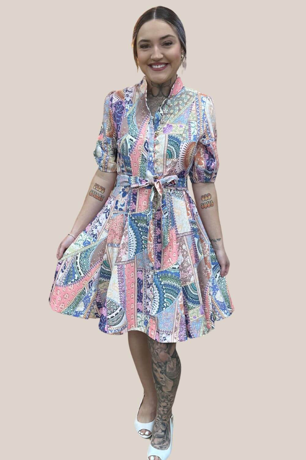 Mila Short Sleeve Button Through Dress