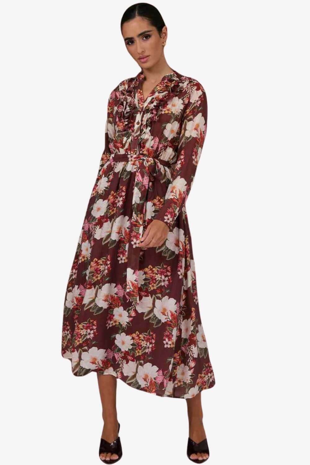 Adorne Becca Montilla Print Frill Dress