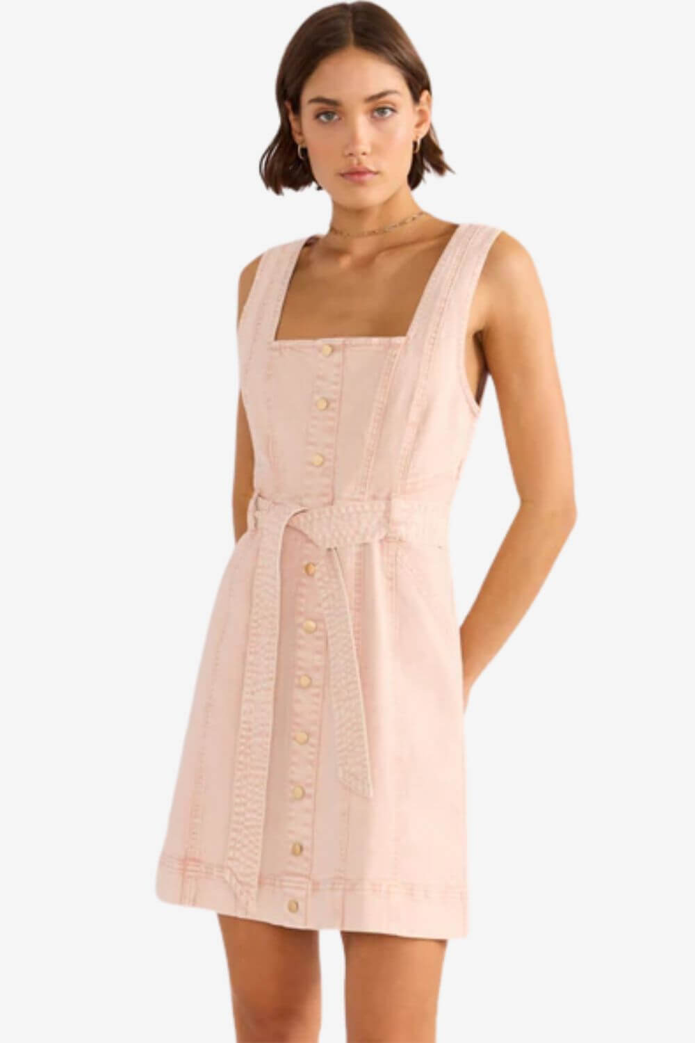 Mink Pink Dahlia Denim Panel Mini Dress