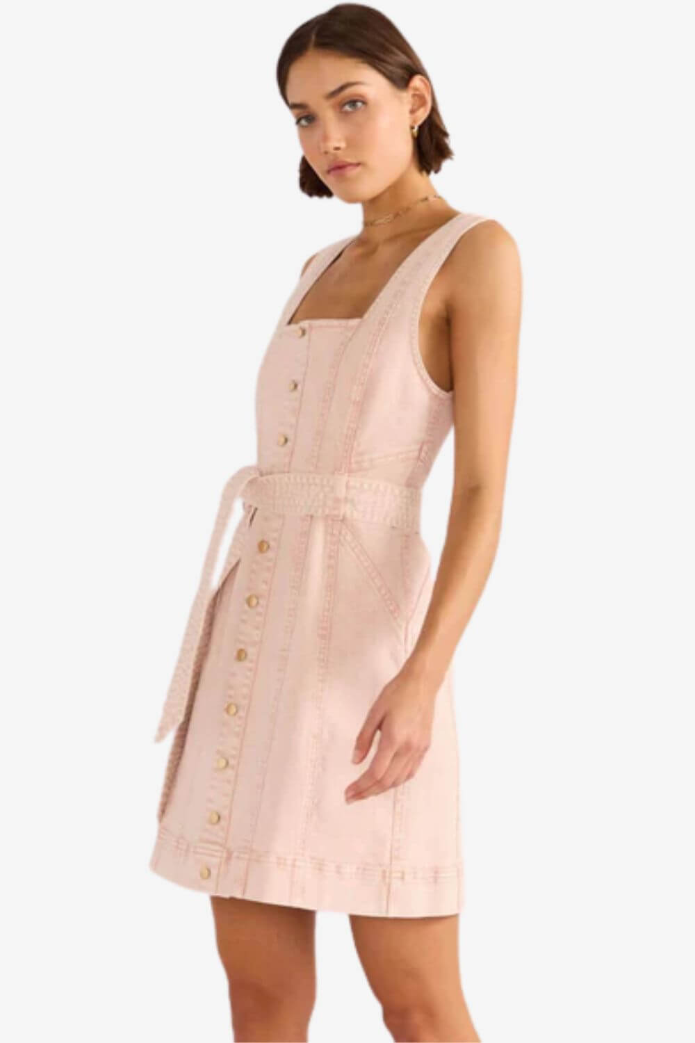 Mink Pink Dahlia Denim Panel Mini Dress