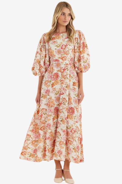 Amelius Florine Boat Neck Midi Dress