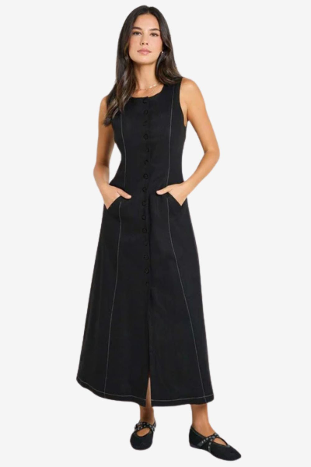 Guide Contrast Stitch Maxi Vest Dress
