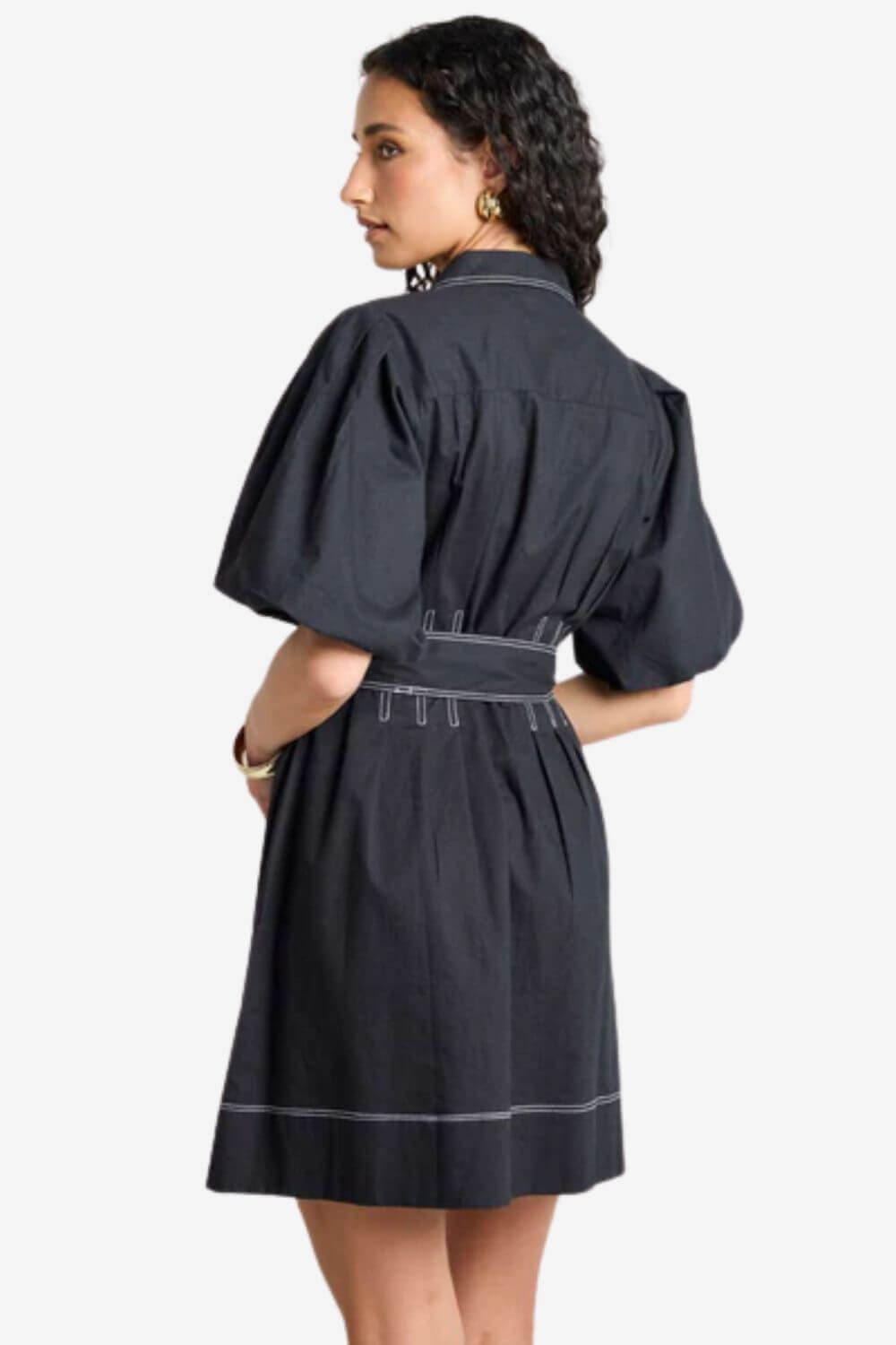 Sundowner Puff Short Sleeve Mini Shirt Dress