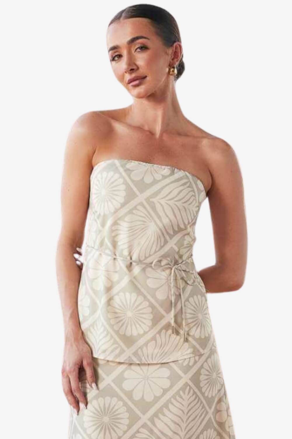Lexie Tile Print Strapless Top