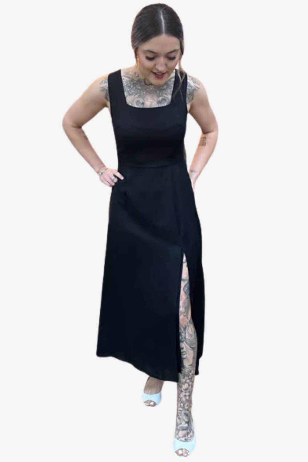 Sylvia Square Neck Linen Midi Dress