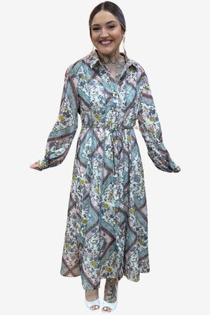 Emma Long Sleeve Panelled Midi Shirt Dress