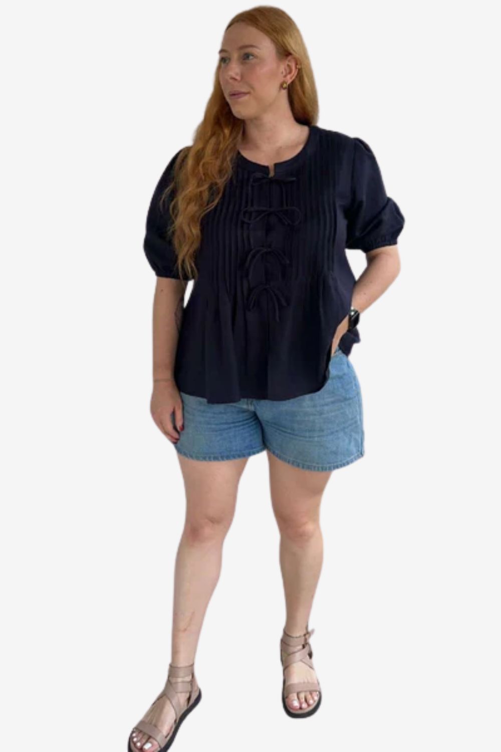 Evie Clare Tie Pleated Top