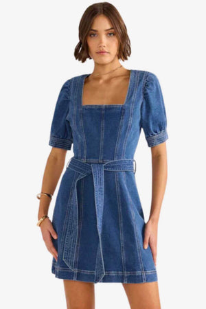 Mink Pink Ellis Denim Panel Mini Dress